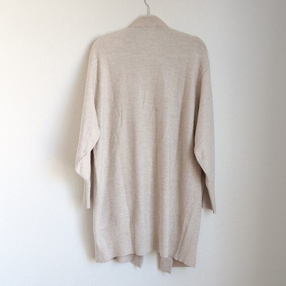 H&M HM Beige Wool Blend Open Front Long Sleeve Long Cardigan, size M - Picture 2 of 8